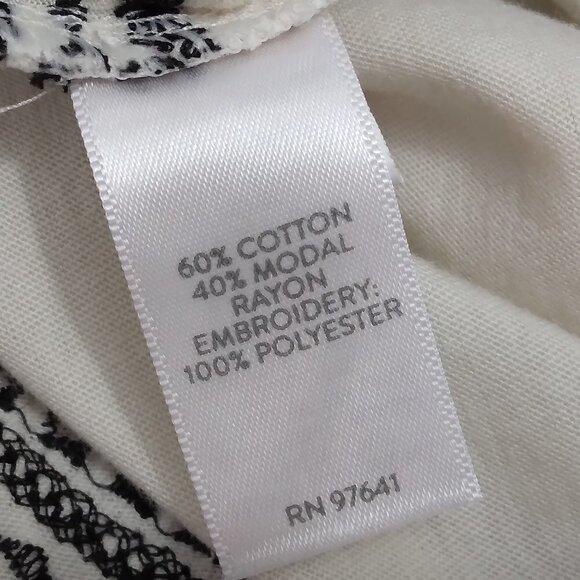 J. Jill | Embroidered Knit Ruffle-Sleeve Tunic Black Ivory | Size MP - Picture 9 of 11